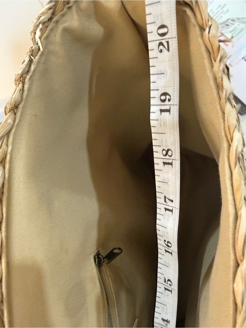 Universal Thread Natural Straw Tote with Brown Leather Pocket and Straps - Picture 6 of 7